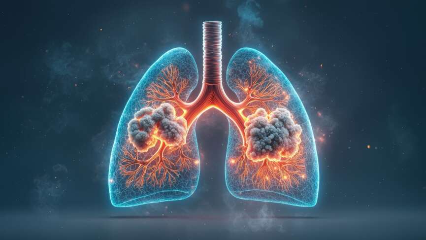 medical illustraion representing Chronic Obstructive Pulmonary Disease (COPD) is a progressive, irreversible lung disease causing chronic breathing difficulties, primarily caused by smoking