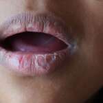 a close-up shot with chapped and sore lips