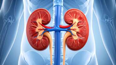 Representing normal GFR and medical illustration of human kidney in the transparent human body