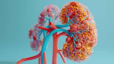 a close-up artifical kidney representing different stages of chronic kidney disease