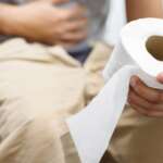 Men have bowel incontinence and stomach pain diarrhea concept