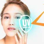 a young beautiful girl with a clean white background showing the concept of uv penetration in our skin