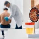 a doctor checking patient in background with a blurry affect representing anemia in kidney disease