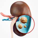 Anatomy of a realistic 3D illustration of the human internal organ kidney, presenting the kidney stones and preventing it