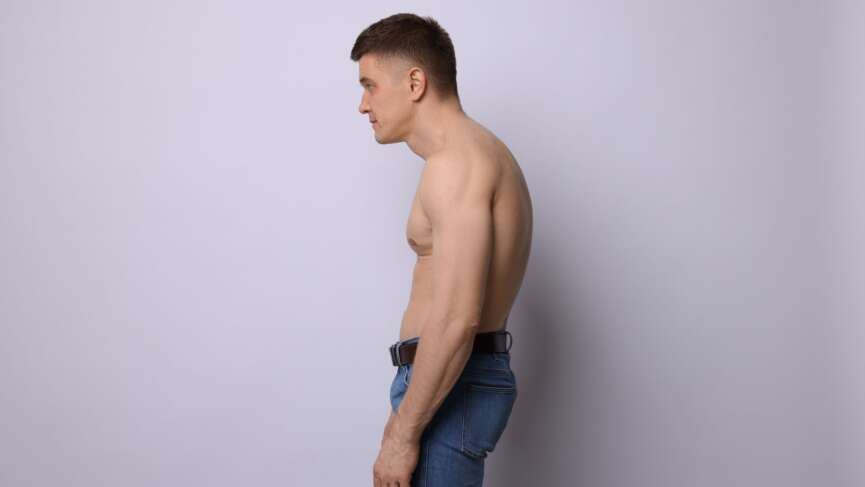 young man with poor body posture