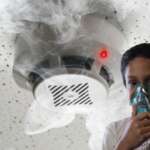a young boy using nebulizer at home and harmful gases around which might trigger asthma