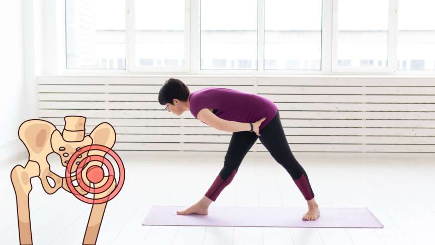 woman doing sports exercises at home for hip pain relief