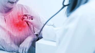 doctor and patient with stethoscope for checkup, consultation, and healthcare at hospital for the diagnosis of atrial fibrillation