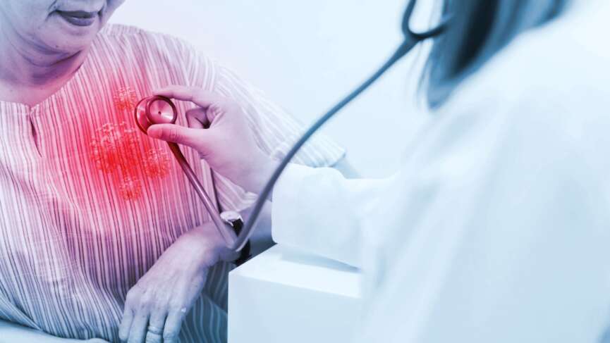 doctor and patient with stethoscope for checkup, consultation, and healthcare at hospital for the diagnosis of atrial fibrillation