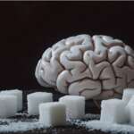 Illustration sugar cubes impact on brain and nutrition