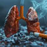A thought provoking concept illustrating the severe impact of cigarette smoking on lung health.