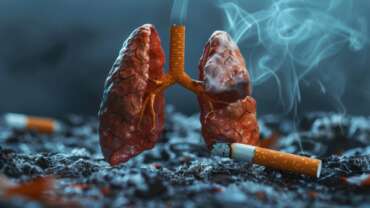 A thought provoking concept illustrating the severe impact of cigarette smoking on lung health.