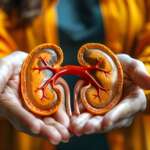 The healthy kidney model in the doctor palm hand. Kidney transplant concept