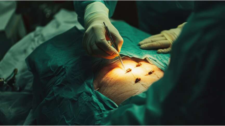 Doctors performing an gallbladder surgery concept