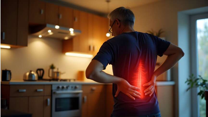 Man holding his lower back due to back pain. Signs of back pain concept