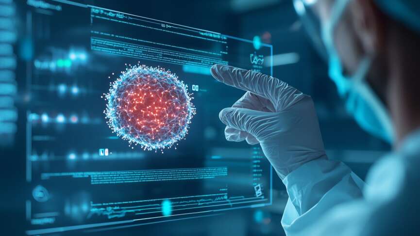 AI in cancer detection concept representing biomarker visualization in a digital platform symbolizing disease detection and medical research